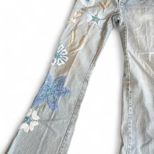 Y2k vintage low rise flare emboirdered jeans xs